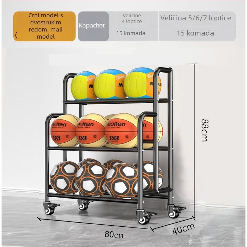 Mobilni kampus regali za pohranu lopti za košarku i odbojku, police za prikaz lopti, Marka: New appearance