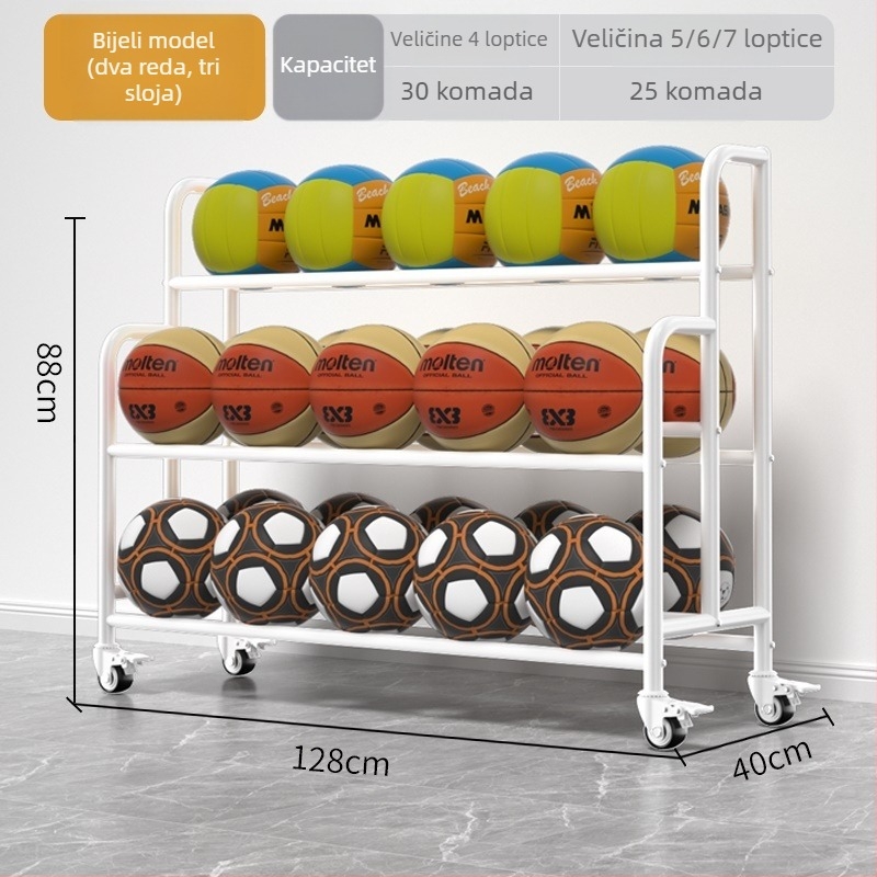 Mobilni kampus regali za pohranu lopti za košarku i odbojku, police za prikaz lopti, Marka: New appearance