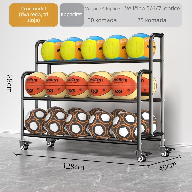 Mobilni kampus regali za pohranu lopti za košarku i odbojku, police za prikaz lopti, Marka: New appearance