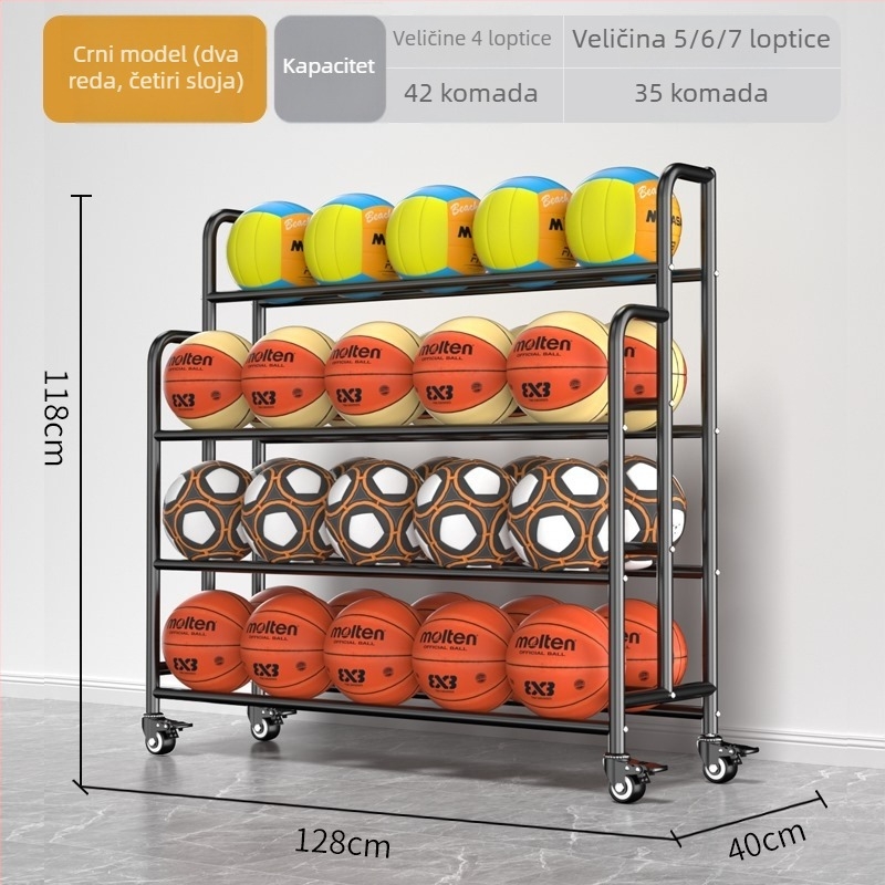 Mobilni kampus regali za pohranu lopti za košarku i odbojku, police za prikaz lopti, Marka: New appearance