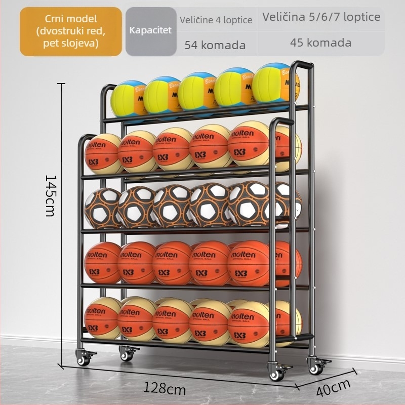 Mobilni kampus regali za pohranu lopti za košarku i odbojku, police za prikaz lopti, Marka: New appearance