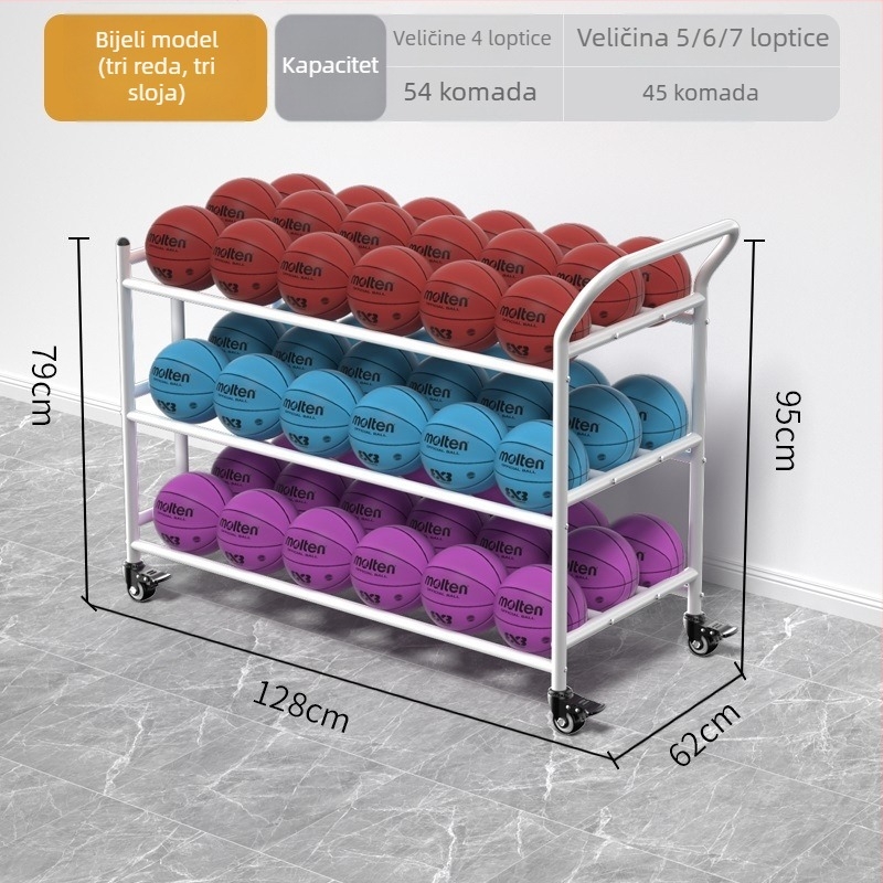 Mobilni kampus regali za pohranu lopti za košarku i odbojku, police za prikaz lopti, Marka: New appearance