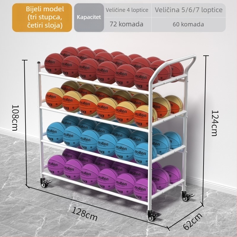 Mobilni kampus regali za pohranu lopti za košarku i odbojku, police za prikaz lopti, Marka: New appearance