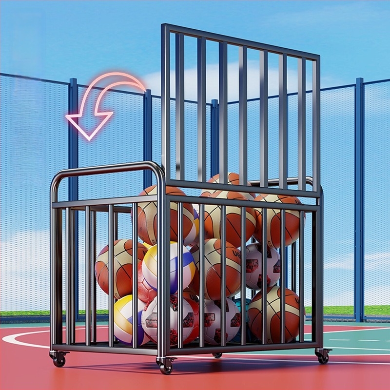 Košarkaški spremnik za lopte s poklopcem – karbonska čelika, brend Evesigar/Isijia, vanjsko školsko igralište