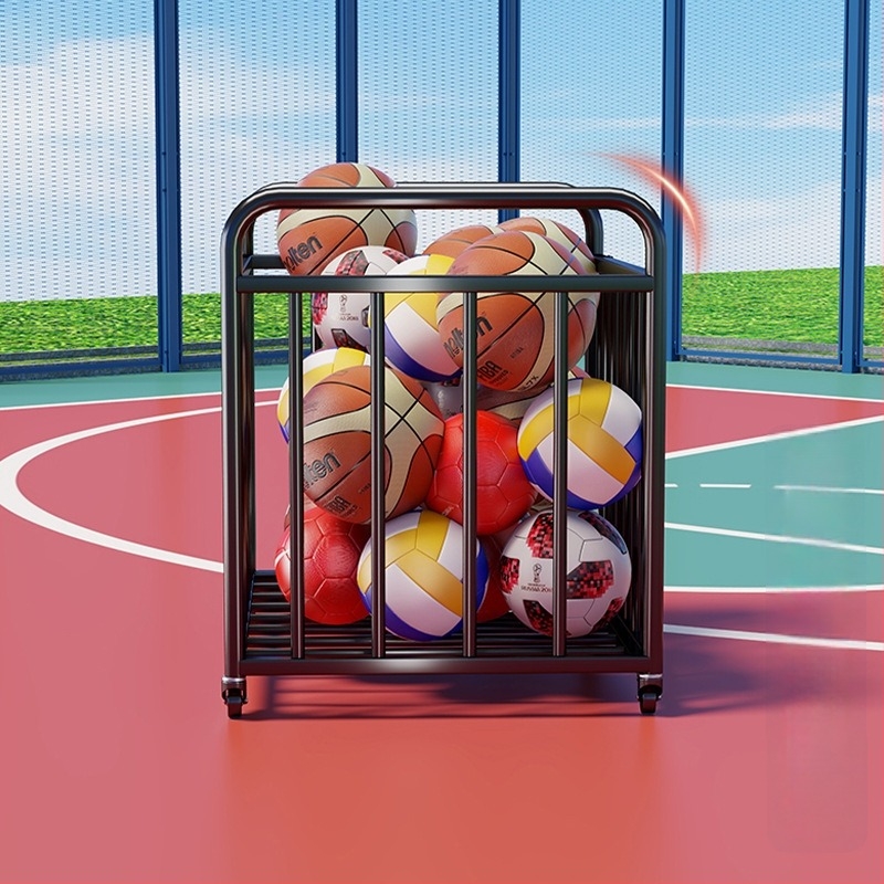 Košarkaški spremnik za lopte s poklopcem – karbonska čelika, brend Evesigar/Isijia, vanjsko školsko igralište