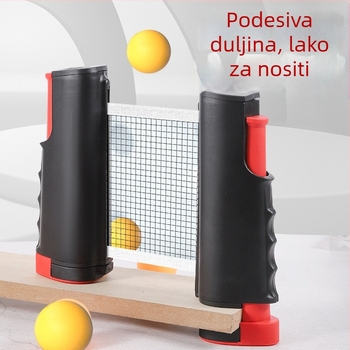 Prenosni stalak za mrežu stolnog tenisa – set, za unutarnju i vanjsku upotrebu, standardni rastegnuti okvir mreže, materijal PP, težina 0,34 kg