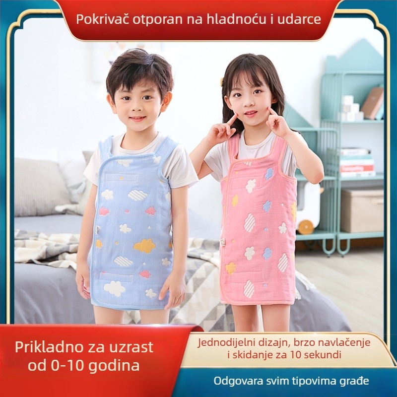 Dječja pamučna spavaća vreća s zaštitom trbuha i džepom za spavanje, crtani uzorak, za sve sezone