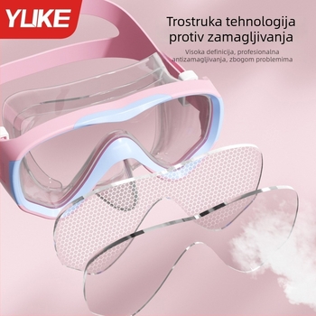 Dječji set plivačkih naočala – vodootporan, uključuje naočale, masku i šnorkel, polu-suhi oprema za ronjenje, materijali: PC, kaljeno staklo, tekući silikon