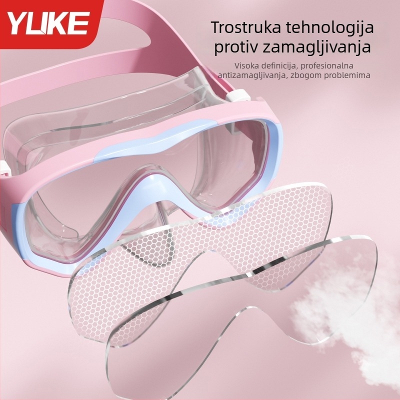 Dječji set plivačkih naočala – vodootporan, uključuje naočale, masku i šnorkel, polu-suhi oprema za ronjenje, materijali: PC, kaljeno staklo, tekući silikon