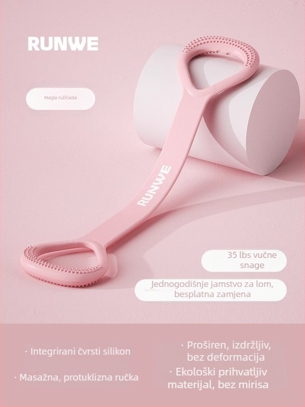 Figure-8 napinjač za istezanje leđa i ramena — silikon, otpor 20 lb, otvoreni dizajn ramena, marka Runwe/langwei