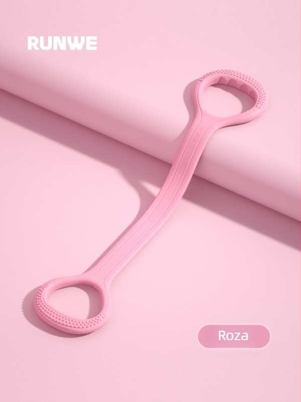 Figure-8 napinjač za istezanje leđa i ramena — silikon, otpor 20 lb, otvoreni dizajn ramena, marka Runwe/langwei