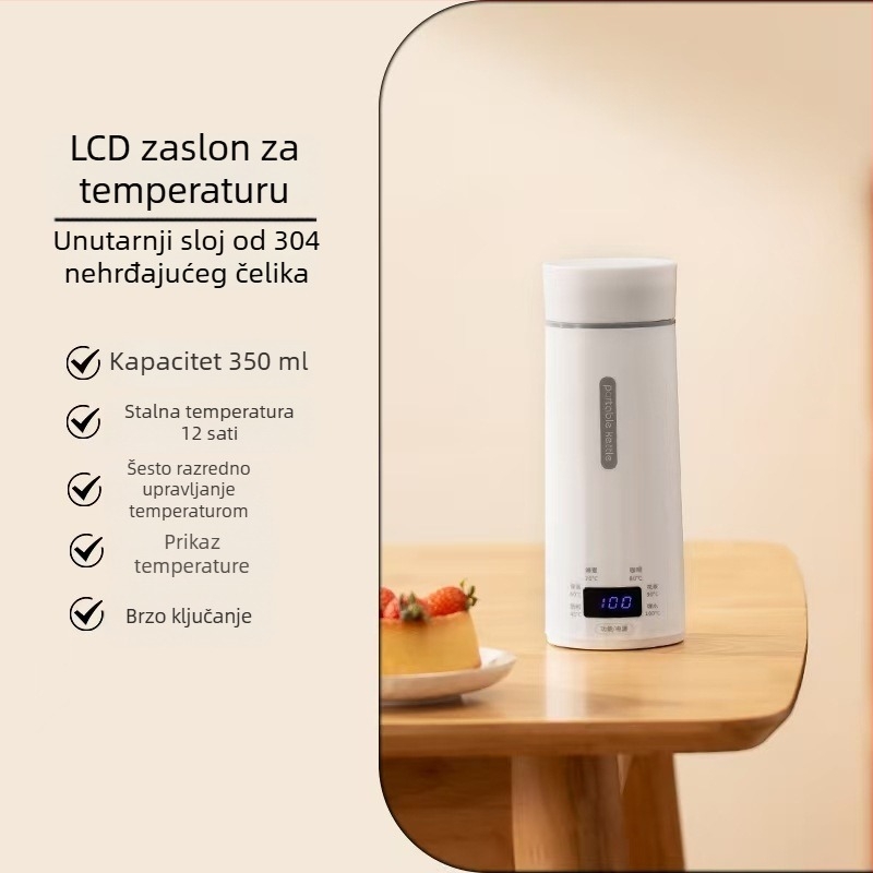 Edelle električna šalica za grijanje vode s digitalnim zaslonom, prijenosna za putovanja, snaga ispod 1000W, kapacitet ispod 1L