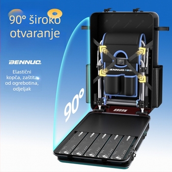 Benno ruksak za ribolov sa sjedalom – vodootporan PVC tvrdi kućište, prostor za ribolovni pribor, nosač za štapove i najlon