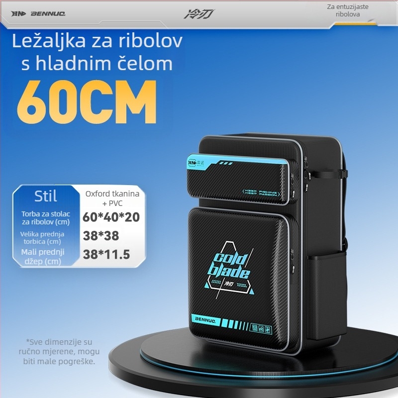 Benno ruksak za ribolov sa sjedalom – vodootporan PVC tvrdi kućište, prostor za ribolovni pribor, nosač za štapove i najlon