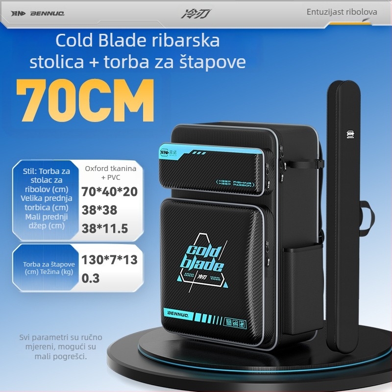 Benno ruksak za ribolov sa sjedalom – vodootporan PVC tvrdi kućište, prostor za ribolovni pribor, nosač za štapove i najlon