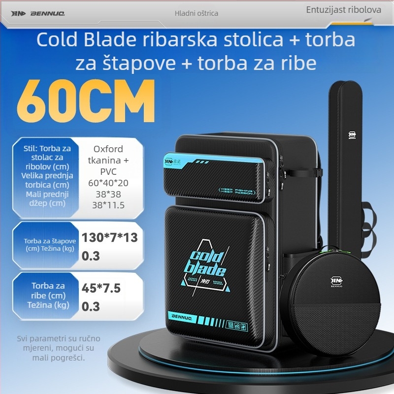 Benno ruksak za ribolov sa sjedalom – vodootporan PVC tvrdi kućište, prostor za ribolovni pribor, nosač za štapove i najlon