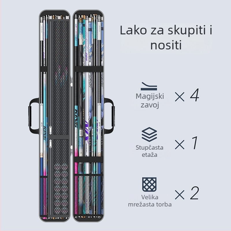 Torba za ribarske štapove s čvrstim kućištem, lagana EVA konstrukcija, vodootporna, višefunkcionalna