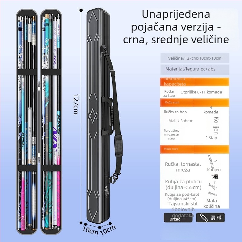 Torba za ribarske štapove s čvrstim kućištem, lagana EVA konstrukcija, vodootporna, višefunkcionalna