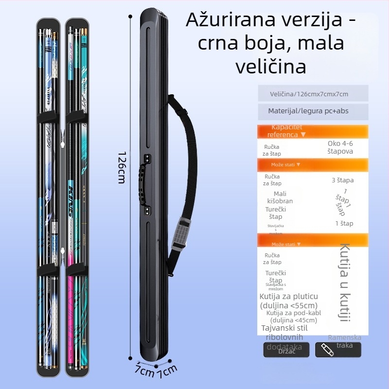 Torba za ribarske štapove s čvrstim kućištem, lagana EVA konstrukcija, vodootporna, višefunkcionalna