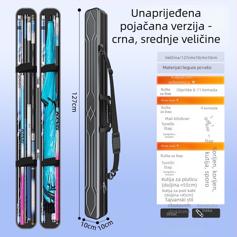 Torba za ribarske štapove s čvrstim kućištem, lagana EVA konstrukcija, vodootporna, višefunkcionalna