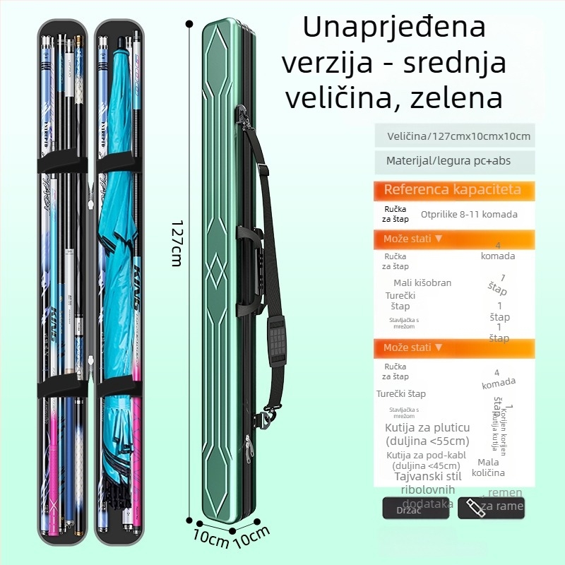 Torba za ribarske štapove s čvrstim kućištem, lagana EVA konstrukcija, vodootporna, višefunkcionalna