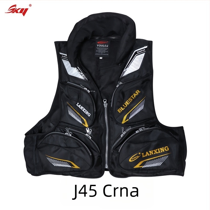 Prsluk za spašavanje za odrasle s velikom plovnosti, za morski ribolov i surfanje, materijal Oxford, 6 džepova s preklopima, specifikacija 60