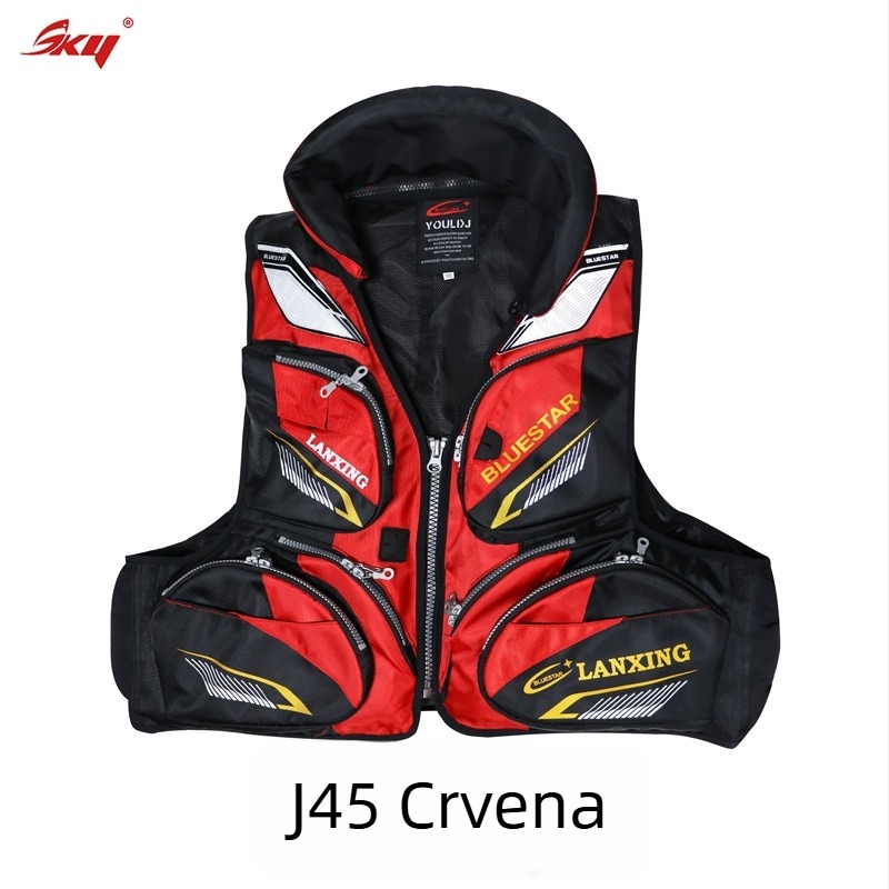 Prsluk za spašavanje za odrasle s velikom plovnosti, za morski ribolov i surfanje, materijal Oxford, 6 džepova s preklopima, specifikacija 60