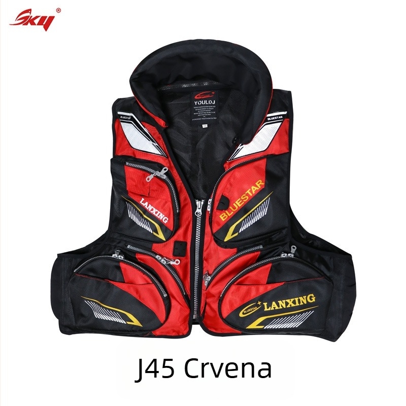 Prsluk za spašavanje za odrasle s velikom plovnosti, za morski ribolov i surfanje, materijal Oxford, 6 džepova s preklopima, specifikacija 60