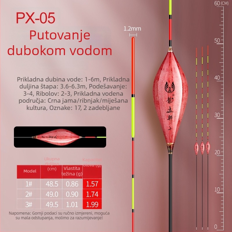 Poplavak za ribolov od trske, oljušten, visoka osjetljivost, debeli upečatljivi rep, drift plovak za divlji ribolov