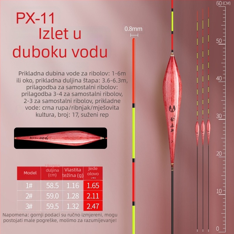 Poplavak za ribolov od trske, oljušten, visoka osjetljivost, debeli upečatljivi rep, drift plovak za divlji ribolov
