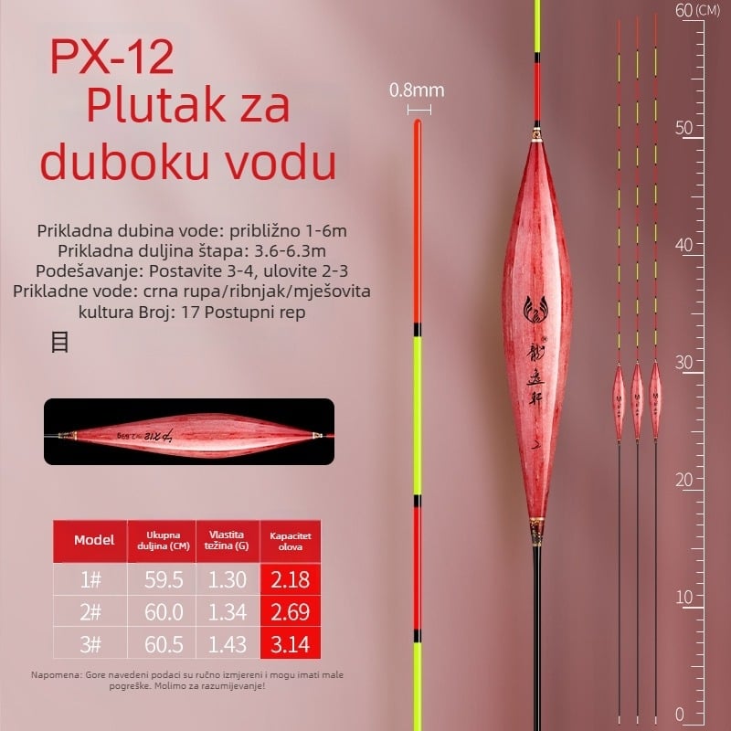 Poplavak za ribolov od trske, oljušten, visoka osjetljivost, debeli upečatljivi rep, drift plovak za divlji ribolov