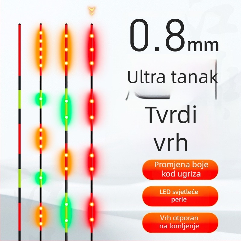 LED staklena vlakna, tvrdi plovak rep – luminozni elektronički plovak za noćni ribolov