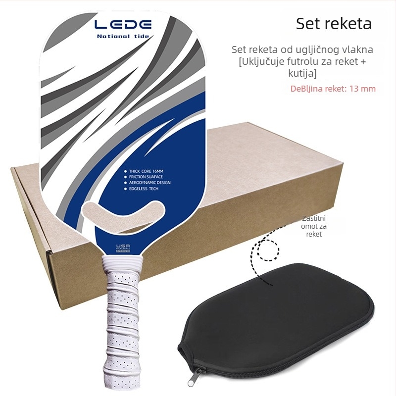 Bezokvirna reketa za pickleball, karbonska vlakna, integrirana konstrukcija toplim pritiskom, profesionalna razina natjecanja, težina 210 g