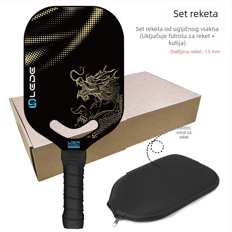 Bezokvirna reketa za pickleball, karbonska vlakna, integrirana konstrukcija toplim pritiskom, profesionalna razina natjecanja, težina 210 g