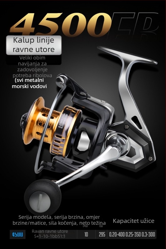 Hasda ribolovni kolut, potpuno metalna konstrukcija, otporan na morsku vodu, dugi domet, model 10000