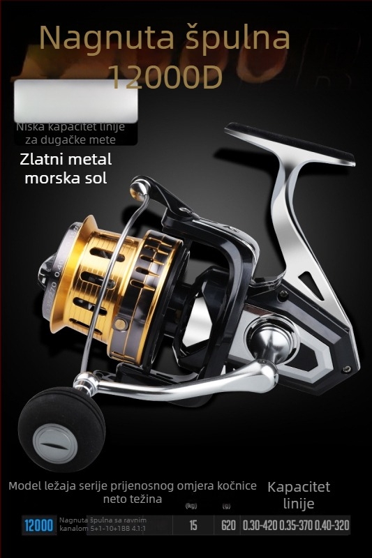 Hasda ribolovni kolut, potpuno metalna konstrukcija, otporan na morsku vodu, dugi domet, model 10000