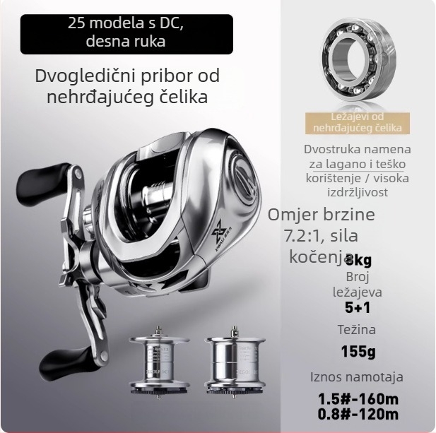 Špin navijač s DC kočnicom, ultralak, dugi domet, oblik kapljice