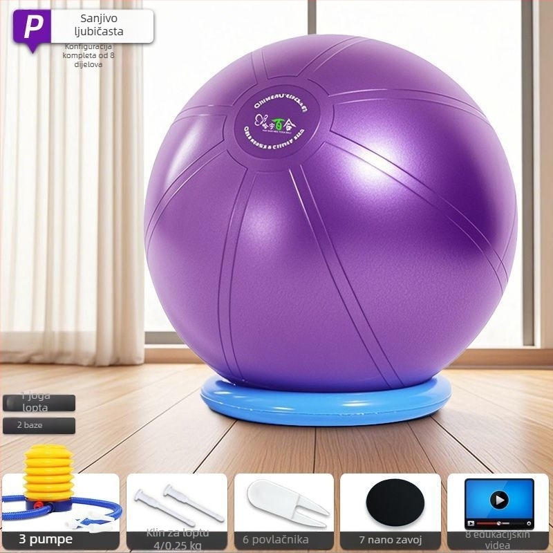 Joga lopta, silikon, ne napuhuje se, za jogu i fitness