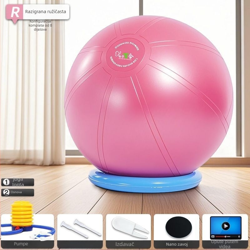 Joga lopta, silikon, ne napuhuje se, za jogu i fitness