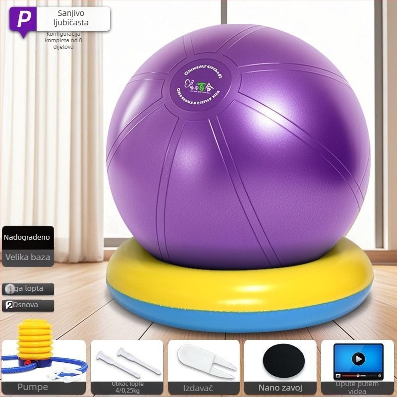 Joga lopta, silikon, ne napuhuje se, za jogu i fitness
