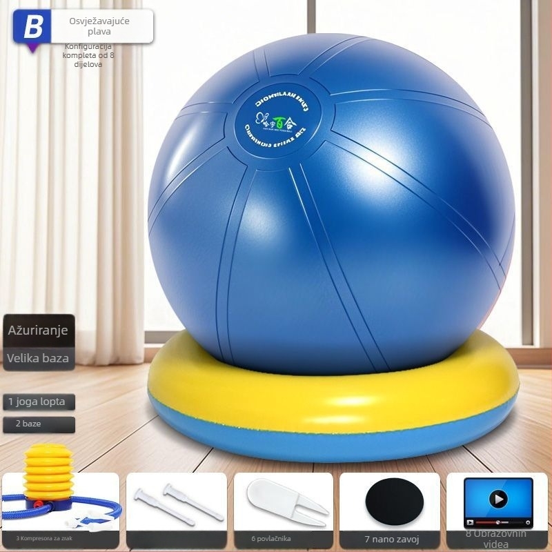 Joga lopta, silikon, ne napuhuje se, za jogu i fitness