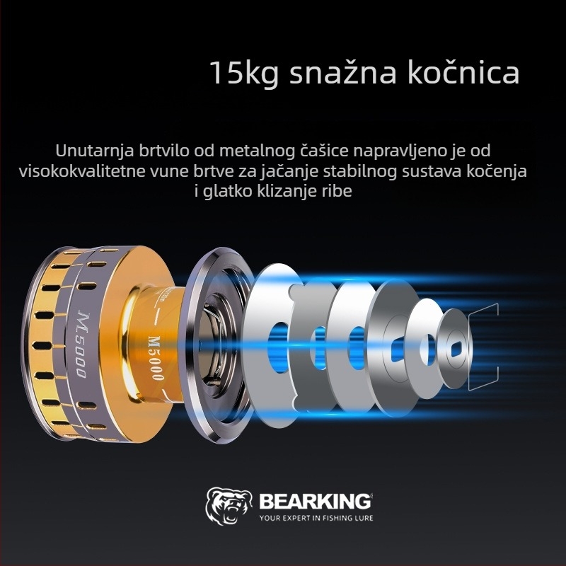 Bearking spiner za pecanje, potpuno metalna konstrukcija, model 1000-7000, duboka špulja, ultra dugo bacanje, otporno na slanu vodu