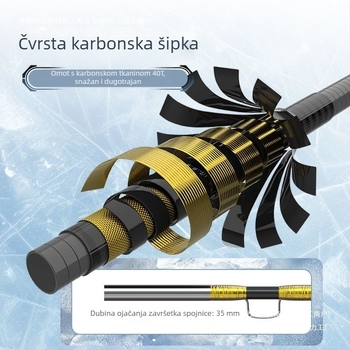 Štap za ledni ribolov, prijenosni, s unaprijed vezanom linijom i uključenom mulinom, kompletan set