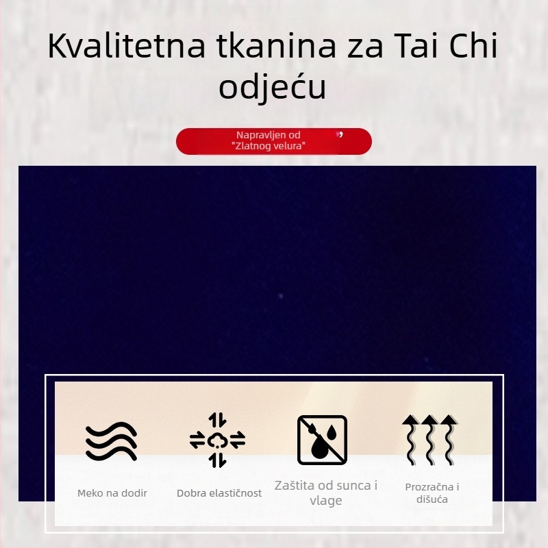 Tai Chi uniforma, unisex za odrasle, kratki model, baršunasta tkanina (80% poliester; podstava 20% poliester), pogodno za fitness, borilačke vještine i jogu