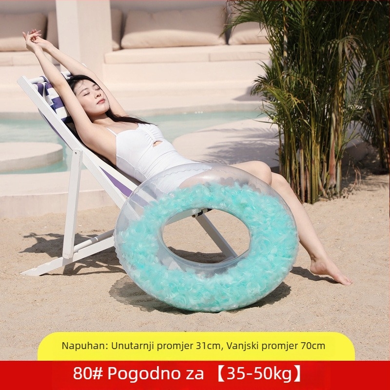 Naduvani plivački prsten za odrasle, debeli PVC, potpuno proziran, ekološki materijal, s logom