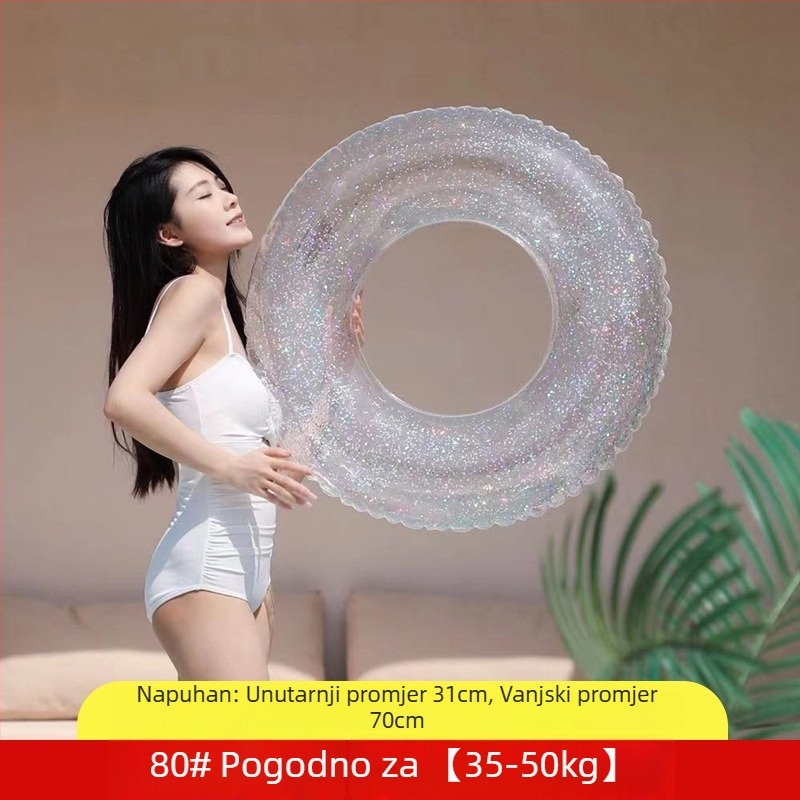 Naduvani plivački prsten za odrasle, debeli PVC, potpuno proziran, ekološki materijal, s logom