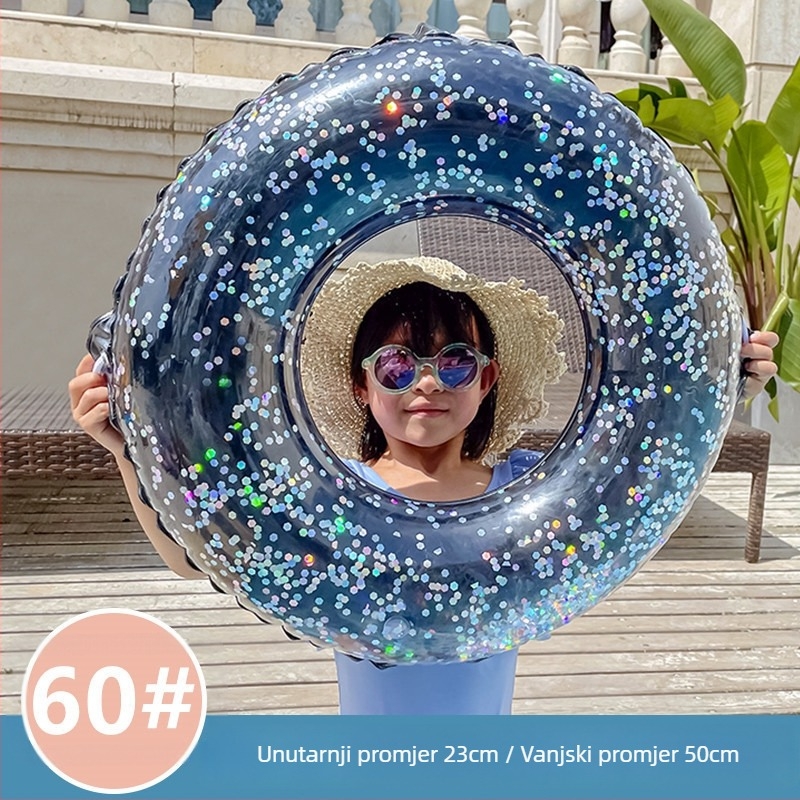 Naduvani plivački prsten za odrasle, debeli PVC, potpuno proziran, ekološki materijal, s logom