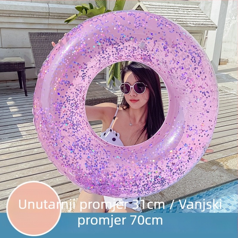 Naduvani plivački prsten za odrasle, debeli PVC, potpuno proziran, ekološki materijal, s logom