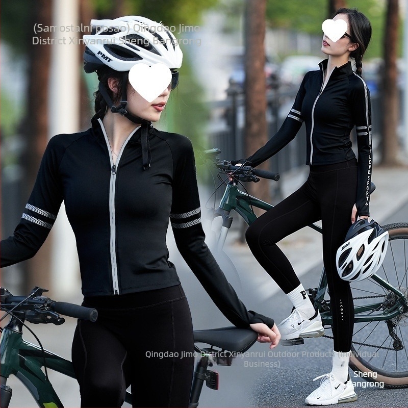 Unisex set za cestovno bicikliranje – odvodi vlagu, brzo suši, prugasti uzorak, jesen