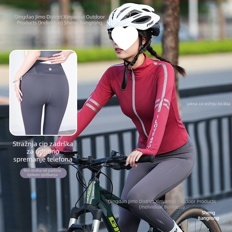 Unisex set za cestovno bicikliranje – odvodi vlagu, brzo suši, prugasti uzorak, jesen
